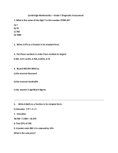 Cambridge Mathematics Grade 7 Diagnostic Assessment