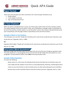 Quick APA Guide: Formatting & Citations