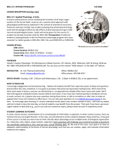 BIOL 117 Applied Physiology Syllabus Fall 2026
