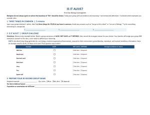 Is It Alive? First-Day Biology Investigation Worksheet