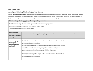 Assessing and Activating Prior Knowledge Worksheet