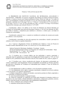 Portaria INMETRO 248/2014: Regulamento T&eacute;cnico para Caldeiras e Vasos de Press&atilde;o