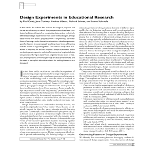 Design Experiments in Educational Research
