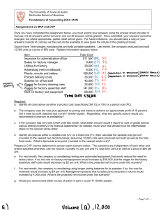 University of Texas Accounting Assignment 2: MAP and CVP