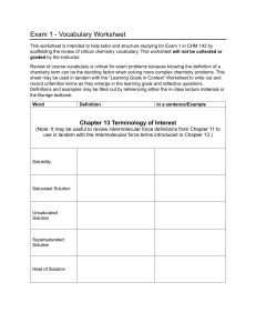 CHM 142 Exam 1 Vocabulary Worksheet