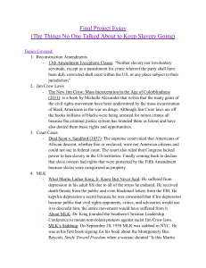 Final Project Essay: Slavery and Civil Rights