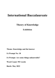 IB TOK Exhibition: Are Some Things Unknowable?
