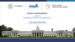 Project Management Lecture 1: Introduction