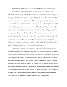 Midterm Exam: Historical Analysis of Women's Gender Issues