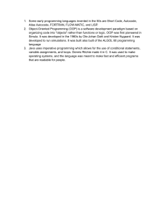 Early Programming Languages, OOP, and Java