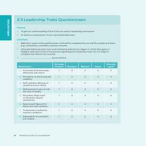 Leadership Traits Questionnaire for Self-Assessment
