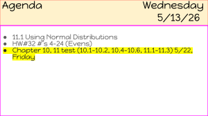 Wednesday Lesson Agenda: Normal Distributions & Test Prep