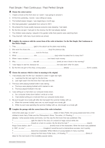 English Grammar: Past Tenses Worksheet