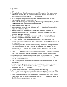 Marketing Study Guide 1: Multiple Choice Questions