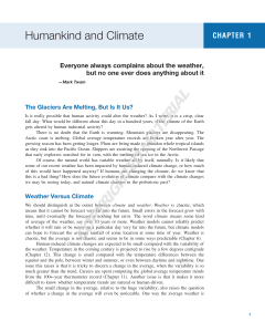 Humankind and Climate: Chapter 1