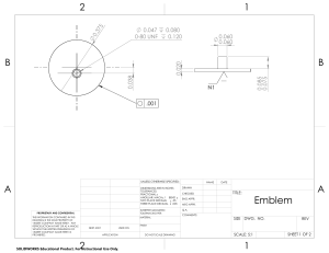 Emblem Technical Drawing with Dimensions & Tolerances