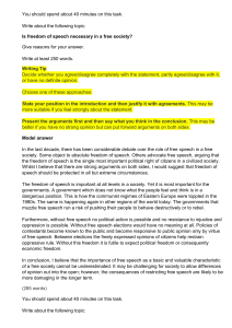 Freedom of Speech in a Free Society Essay Prompt