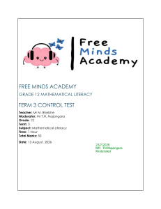 Grade 12 Mathematical Literacy Term 3 Control Test