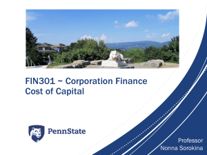 FIN301 Corporation Finance: Cost of Capital