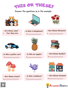 THIS OR THESE? English Grammar Worksheet