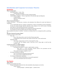 Introduction to Corporate Governance Theories