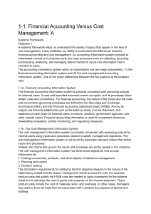 Financial Accounting vs Cost Management: Systems Framework
