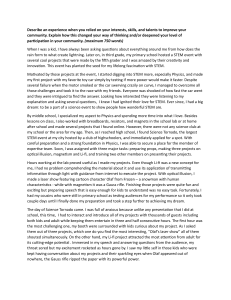 STEM Community Engagement Essay: Physics Projects & Science Tornado