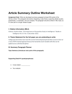 Article Summary Outline Worksheet