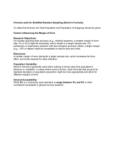 Slovin's Formula for Stratified Random Sampling