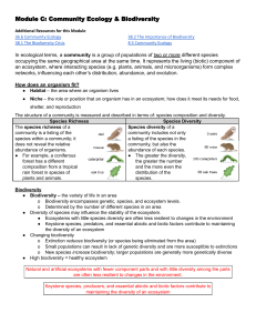 Community Ecology & Biodiversity Module