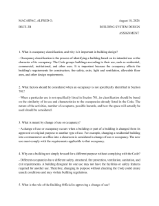 Building System Design Assignment: Occupancy & Codes