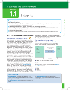 AS Level Business: Enterprise & Environment