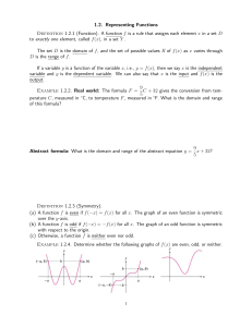 1.2 Representing Functions: Definitions, Examples, Graphs