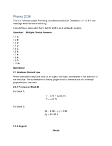 Physics 2026 Exam Paper Solutions