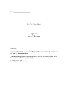 MGT 453 Sample Final Exam Operations Management