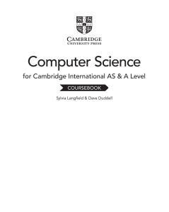 Computer Science Cambridge International As A Levels Book - New edition