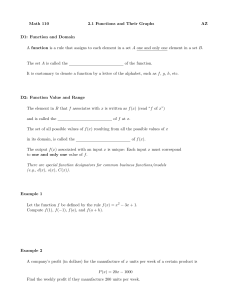 Math 110: Functions and Their Graphs - College Algebra