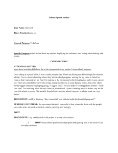 Tribute Speech Outline: Calmness & Love Stories
