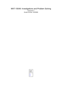 MAT-10049: Investigations and Problem Solving Assignment 1