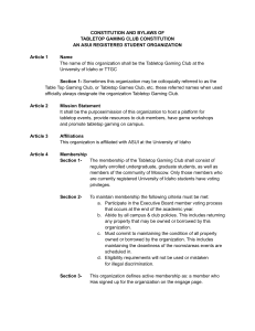 Tabletop Gaming Club Constitution & Bylaws