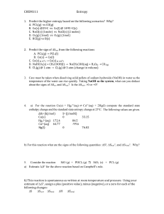 CHEM111 Entropy Worksheet: Questions & Calculations