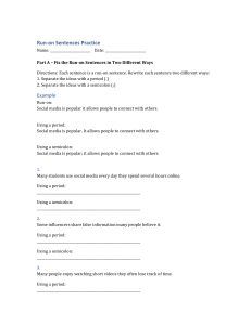 Run-on Sentences Practice Worksheet