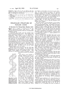 Molecular Structure of Nucleic Acids: DNA Double Helix Proposal