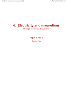 IGCSE Physics 4.1 Magnetism MCQ Question Paper