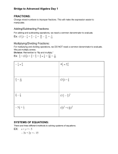 Bridge to Advanced Algebra Day 1: Fractions & Systems of Equations