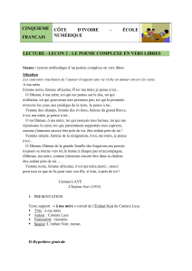 Le&ccedil;on 2 : Po&egrave;me Complex en Vers Libres - 5&egrave;me Fran&ccedil;ais