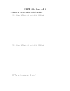 CHEM 1022 Homework 5: Acid-Base Chemistry Problems