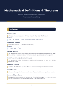 Mathematical Definitions & Theorems: Calculus, Differential Equations