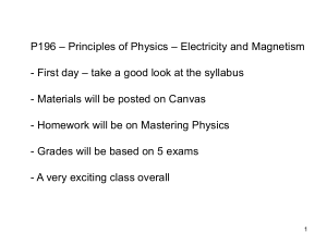 P196 Physics: Electricity and Magnetism Syllabus