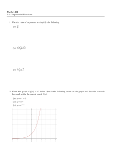 Math 1261: Exponential Functions Worksheet